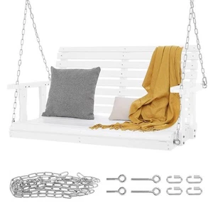 4 ft. Wooden Porch Swing-Heavy Duty Patio Bench for Courtyard and Garden, 880 - Picture 1 of 7