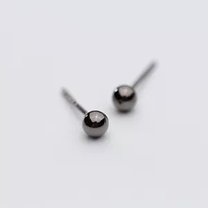 925 Sterling Silver Gray-black Ball Post Stud Earrings 2/3/4/5mm Men Women A1562 - Picture 1 of 8