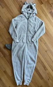 American Eagle Raccoon One Piece Pajamas Lounge Raccoon Animal Hooded M - Picture 1 of 12