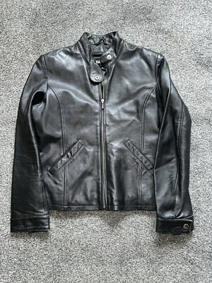 Chaqueta de motociclista Barneys Originals para mujer, talla 10, negra 100 % cuero cremallera completa (39) Foto 1 de 4