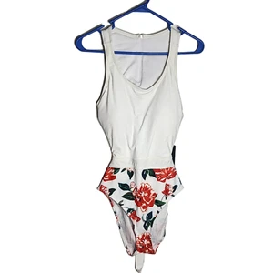 Tempt Me Swimsuit Womens Medium M Red White Rose Floral New - Picture 1 of 4