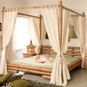 Himmelbett 180x200 Koh Tao Natur Bambusbett Bettrahmen Holzbett Doppelbett Luxus - Bild 1 von 7
