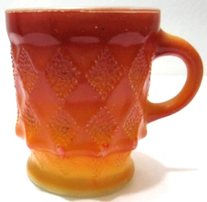 Vintage Anchor Hocking Glass Mug Kimberly Diamond Red & Orange - Picture 1 of 7