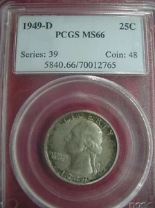 1949 D Washington Quarter / Silber / PCGS,MS66 - Bild 1 von 4