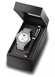 855280 PENRITH PANTHERS NRL TEAM LOGO STAINLESS STEEL WRIST WATCH & PEN GIFT SET - Foto 1 di 1