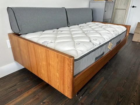 Mid Century Danish Modern Daybed Twin Teak Floating Cover