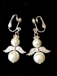 PENDIENTES CON CLIP ÁNGEL MUÑECO DE NIEVE/MUJERES DE NIEVE~CON HALO DE DIAMANTES DE IMITACIÓN DE CIRCONITAS DE CRISTAL - Imagen 1 de 9