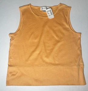 The Works Saks Fifth Avenue Tank Sleeveless Top Orange NWT Large Crop Cotton - Picture 1 of 12