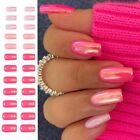 Long Square False Nails Aurora Peach Color Nail Tips Fashion Fake Nials  DIY