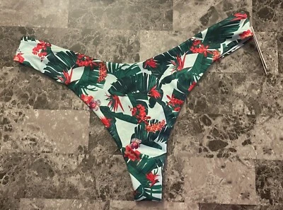 NUEVO CON ETIQUETAS VICTORIA'S SECRET XL VERDE PALMA HELECHO TROPICAL FLORAL TANGA PARTE INFERIOR DE BIKINI Foto 1 de 3