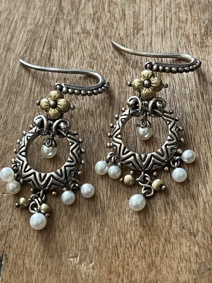 Pendientes araña Barbara Bixby plata de ley 925 perlas de agua dulce de 18 k Foto 1 de 4