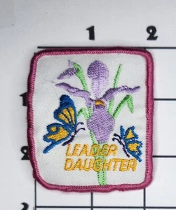 Leader Daughter Patch Girl Scouts GSUSA Embroidered Iron On Butterflies Uniform - Picture 1 of 1