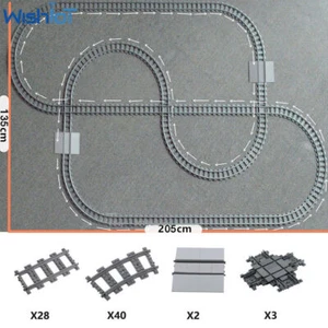 73PCS Train Straight Curved City Track Railway Building Blocks For L.-E.G-.Oeds - Picture 1 of 5