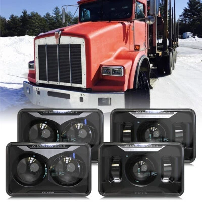 4pc 4"X6" H4656 H4652 LED Projector Headlight for Kenworth W900 1981-2024 Truck - Image 1 of 4