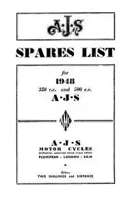 (0027) 1948 AJS Parts list - Picture 1 of 1