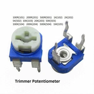 100Ω Ohm-1M Ω Ohm Trimpot Trimmer Potentiometer Pot Horizontal Variable Resistor - Picture 1 of 4