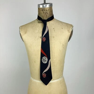 Corbata vintage años 50 Cavalier Cravat Co. patrón de remolino abstracto Louisville, KY Foto 1 de 4
