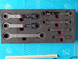 BRITOOL A/F - Imperial Ratchet Spanner Set 7 Spanners 1/4" to 7/8"  Vintage cars - Picture 1 of 22