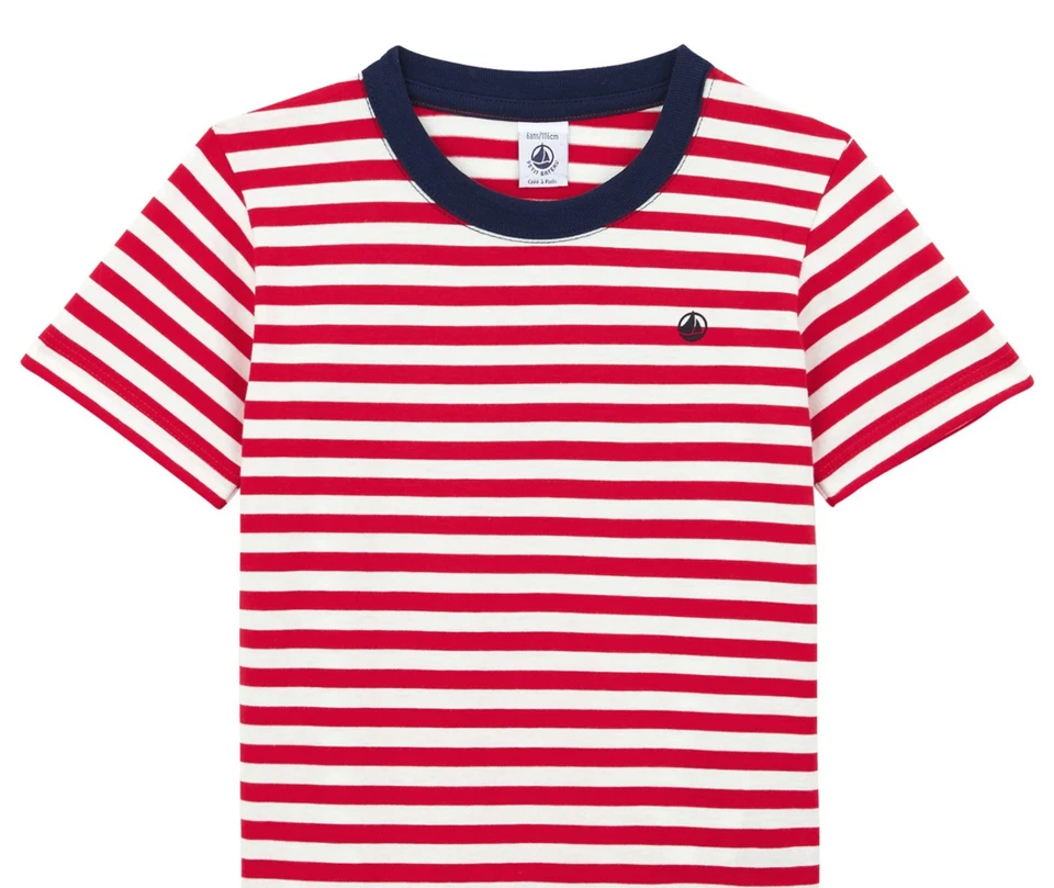 Camiseta Petit Bateau Rayas Rojas y Blancas, Talla 8 Años, NUEVA CON ETIQUETAS Foto 1 de 1