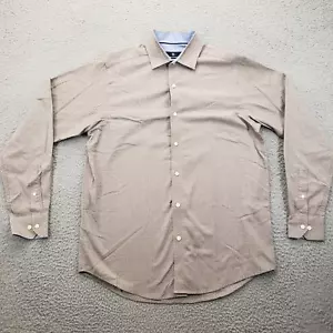 Hart Schaffner Marx Dress Shirt Mens Medium Brown Button Up Long Sleeve Classic - Picture 1 of 12