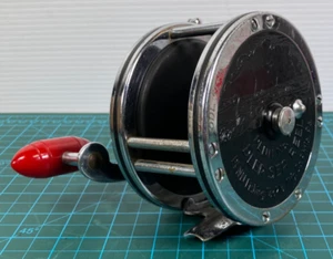 PENN 49 SUPER MARINER METAL SPOOL TROLLING FISHING REEL VINTAGE RED HANDLE - Picture 1 of 10