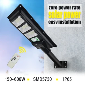 LED Solar Power Street Light Cool White Walkway Patio Security Remote+Pole IP65 - Picture 1 of 12