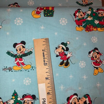 Primavera Creativa Navidad Mickey & Friends 100% algodón tela por yarda AZUL Foto 1 de 4