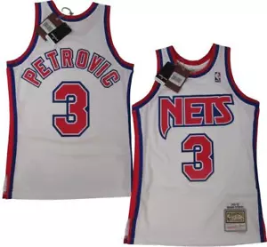 New 1992-93 Drazen Petrovic #3 Nets Mens Mitchell & Ness Swingman Jersey $130 - Picture 1 of 13