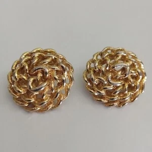 Vtg 1980s Earrings buttons FLAWED-heavy tarnished all over - Picture 1 of 14