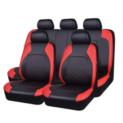 Front Rear Car Seat Covers Full Set PU Leather Cushion Protectors Accessories - Image 1 of 4