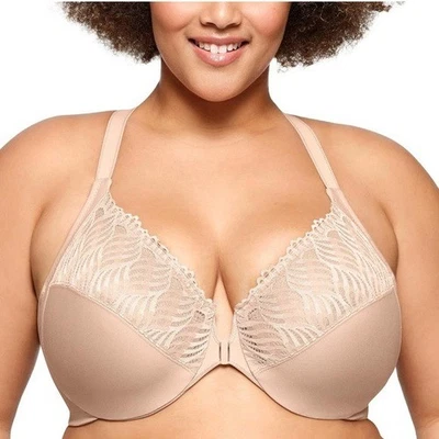 Sujetador Glamorise Cierre Frontal T-Back Wonderwire Tostado Talla 40DD Foto 1 de 4