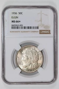 1936 ELGIN COMMEMORATIVE HALF DOLLAR NGC MS66+ - Picture 1 of 2