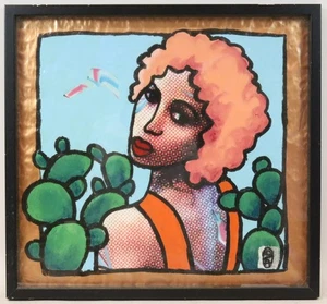 Damenbildnis Collage Mischtechnikmalerei monogrammiert um 1950/70(BG2759) - Bild 1 von 11