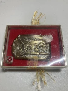Vintage 1974 Remington Arms Company Vogel Hund Schrotflinte Jagd Gürtelschnalle USA - Bild 1 von 5