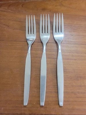 Set Of 3 Oneida USA FROSTFIRE 7 3/4" Dinner Forks Satin Stainless RARE - Image 1 of 4