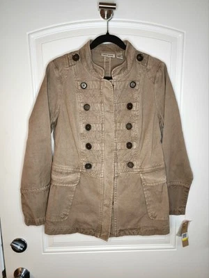 Chaqueta Militar DKNY Jeans Lona Talla Mediana Militar Tostado Caqui Abrigo Foto 1 de 4