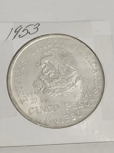 México Midal Hidalgo 1953 plata 5 pesos - Imagen 1 de 2