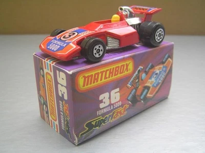 Matchbox Superfast MB36 Formula 5000 Red with Yellow Driver Mint in Box - Image 1 of 4