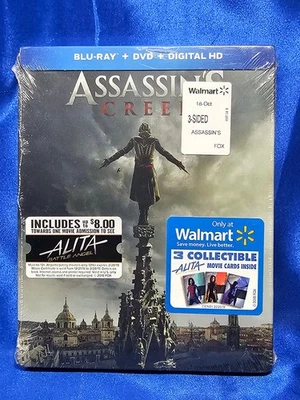 NEW RARE OOP WALMART EXCLUSIVE ASSASSIN'S CREED BLU RAY & DVD STEELBOOK 2016 - Image 1 of 2