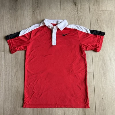 CAMISA POLO NIKE Dri-Fit ajuste estándar para niños talla pequeña (S) roja/blanca Foto 1 de 4