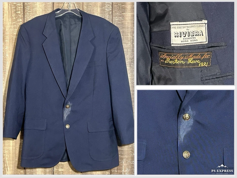 Blazer Vintage Jazz Great Preston Love 1921-2004 Sob Medida Riviera Fashions Azul - Imagem 1 de 4