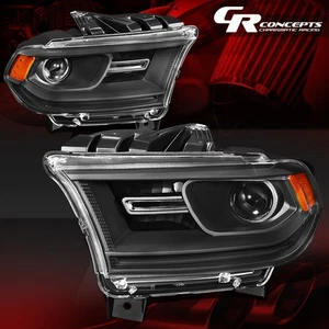 PAIR BLACK AMBER SIDE PROJECTOR HEADLIGHT LAMP LH+RH FOR 2014-2020 DODGE DURANGO - Picture 1 of 8