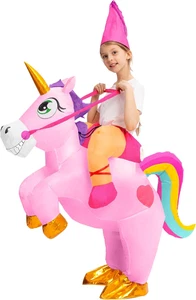 Halloween Unicorn Costume Kids, Inflatable Riding a Unicorn, Colorful Air Blow-U - Picture 1 of 7