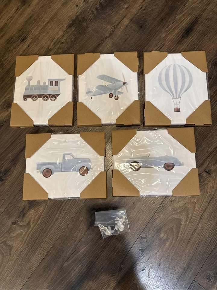 Синий автомобиль настенное искусство декор мальчиков 12 «x 16» обернутый холст синий самолет поезд печати - Изображение 1 из 4