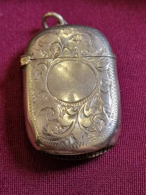FUNDA VESTA PLATA ESTERLINA CHESTER 1898 VICTORIANA ROBERT PRINGLE NO INICIALIZADA Foto 1 de 4