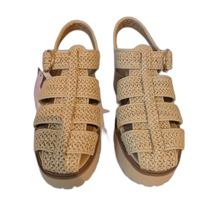 Wild Fable женщин Elide Raffia рыбака платформе каблуки желтовато-коричневый размер 11 новый с Ярлыками - Изображение 1 из 4