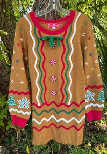 33 Grados Navidad Suéter Vestido Túnica Mujer Feo Vacaciones Pan de Jengibre Nuevo con Etiquetas - Imagen 1 de 6