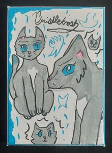 "BRISTLEFROST" WARRIOR CATS CANVAS FAN ART PAINTING 5x7 - Picture 1 of 2