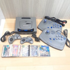 Sega Saturn Console with 2 Virtua Stick controllers & 5 games Japan Gray tested