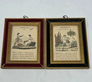 ANTIQUE EARLY 19TH CENTURY ASAPH WILLARD ENGLISH GRAMMAR CHILDREN 2 PRINTS FRAME - Picture 1 of 7